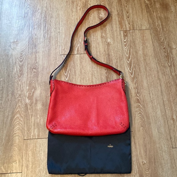 Fendi Selleria Medium Bag in Red Leather - Picture 1 of 12
